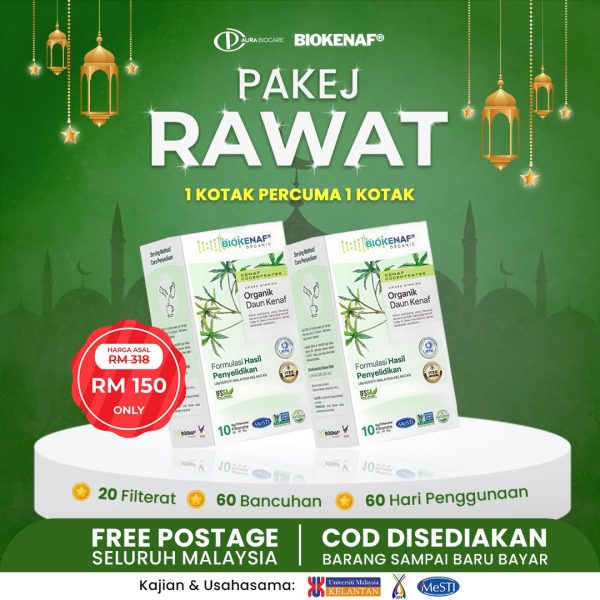 Pakej Rawat (2 Kotak Biokenaf) +  FREE Postage (Banking Online)